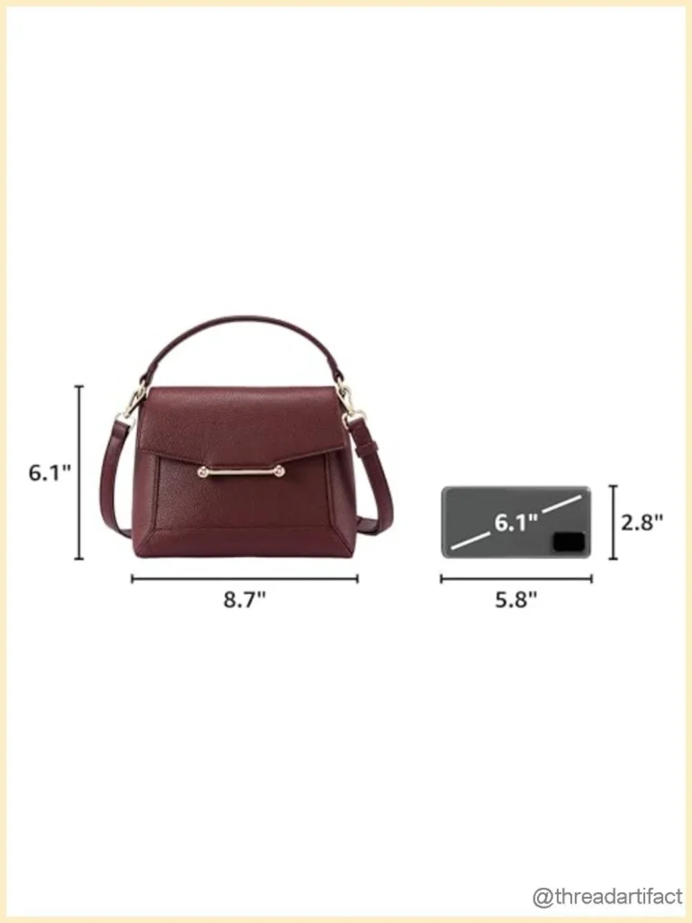 Vegan Leather Crossbody Bag with Top Handle Adjustable Strap